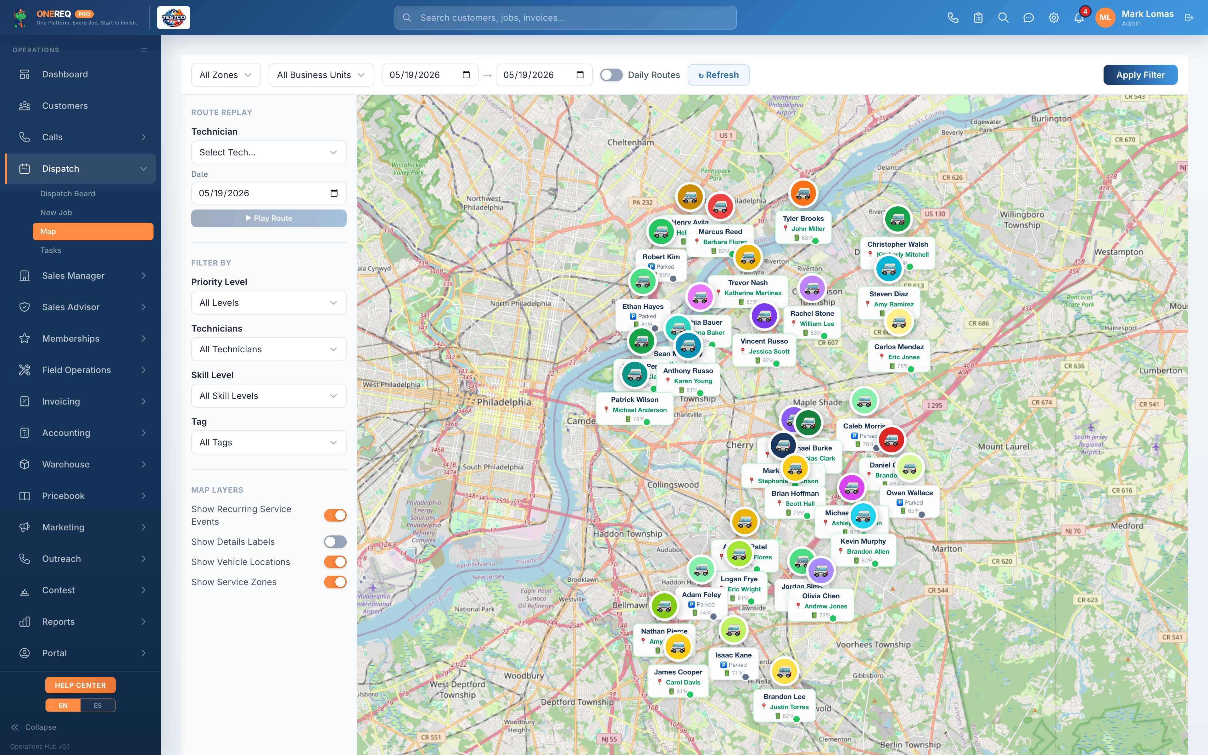 Vehicle tracking map