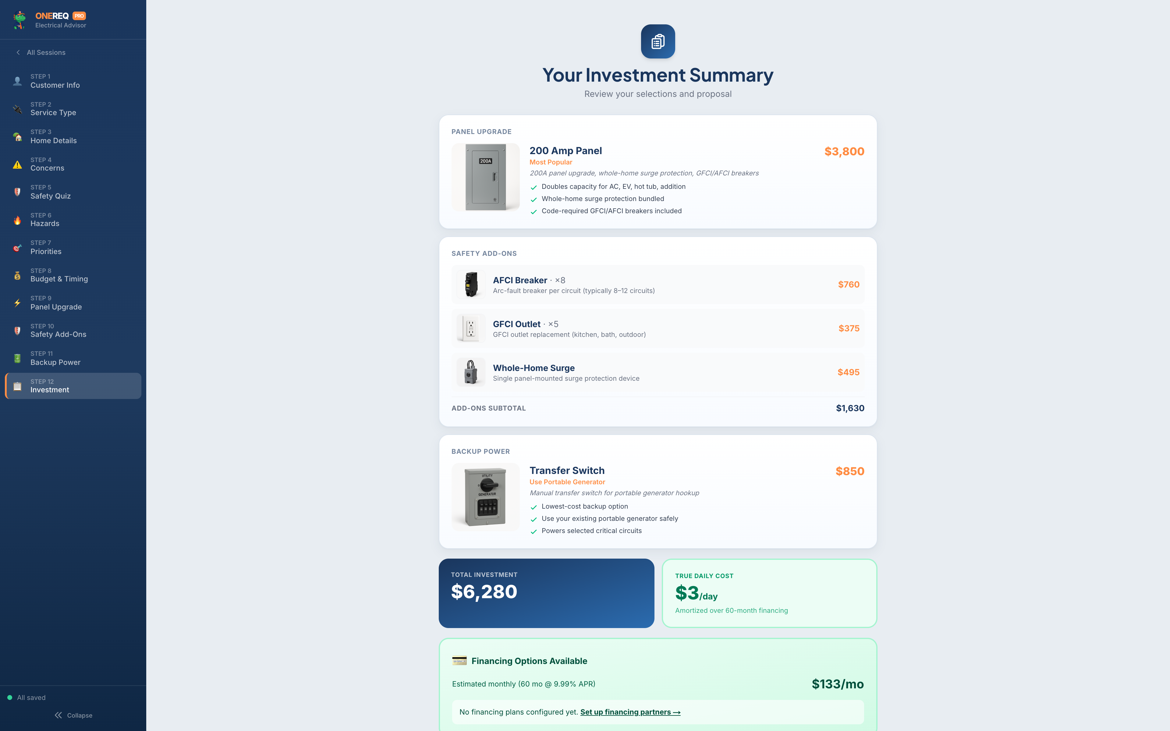 Electrical Advisor — running session