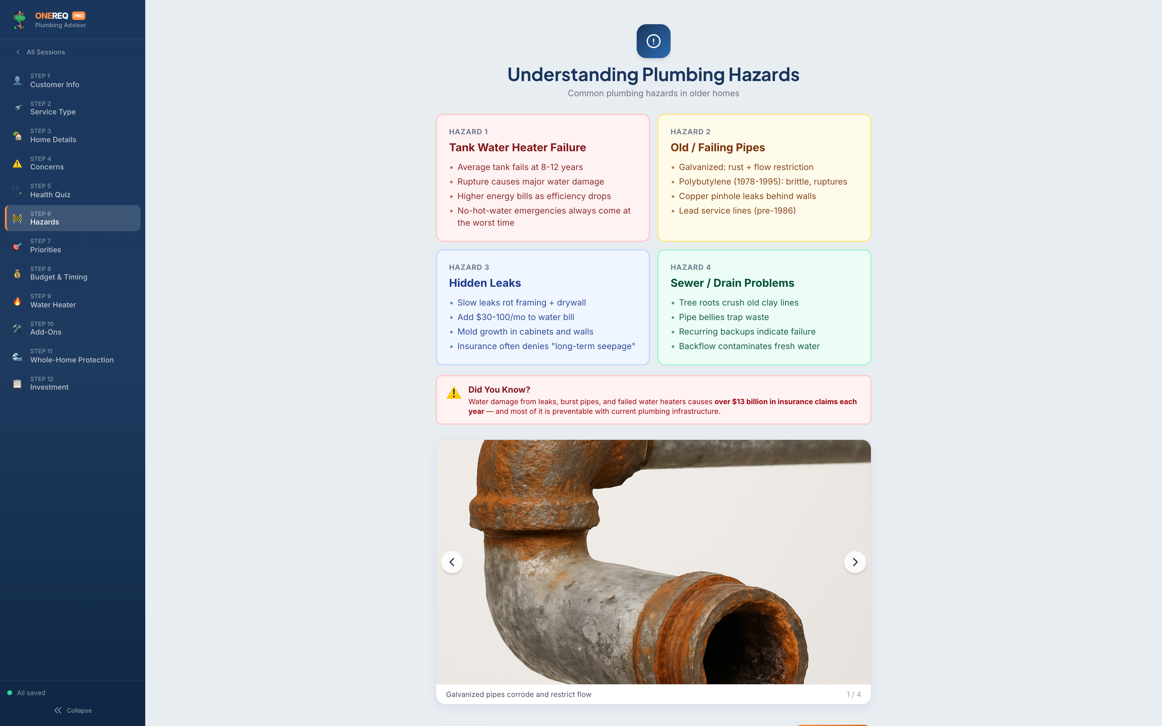 Plumbing Advisor — running session