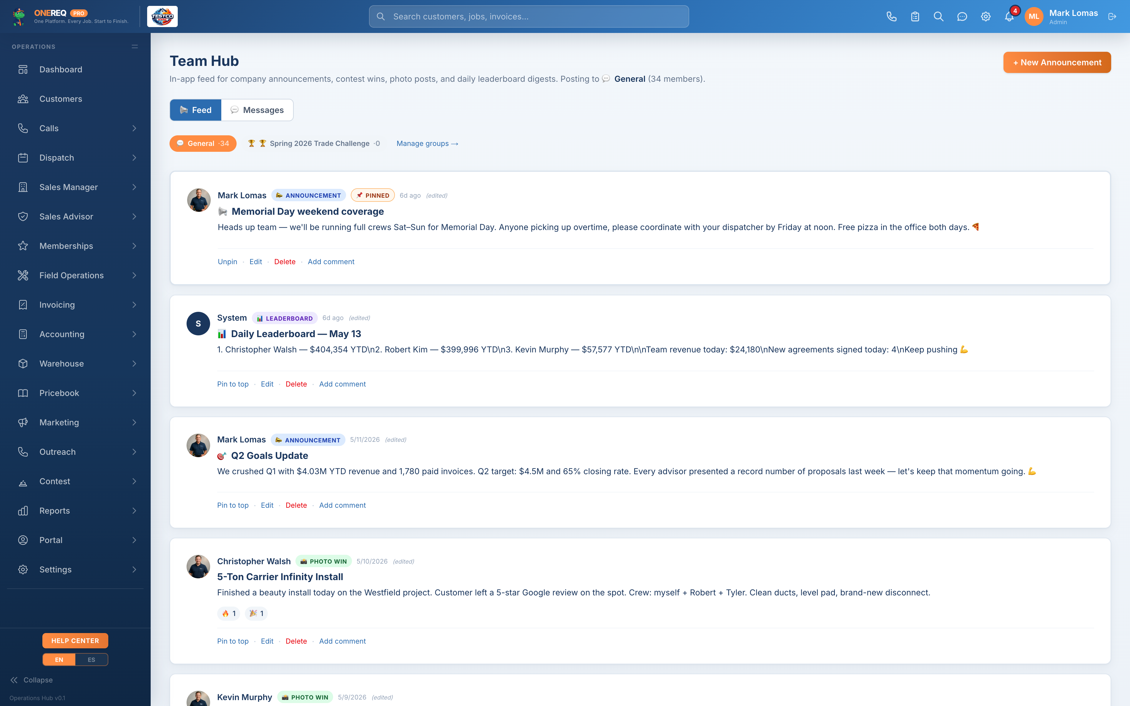 Team Hub on CRM