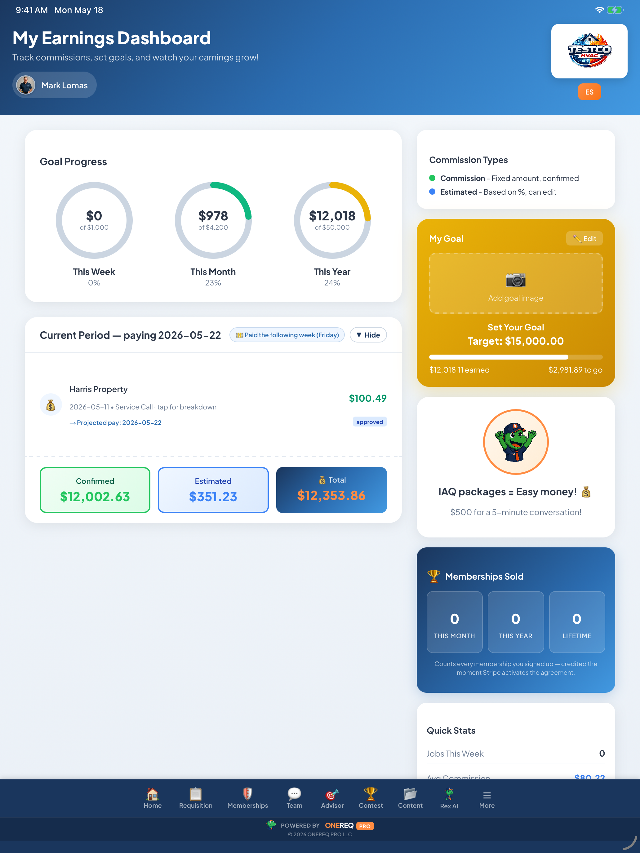 Earnings on iPad
