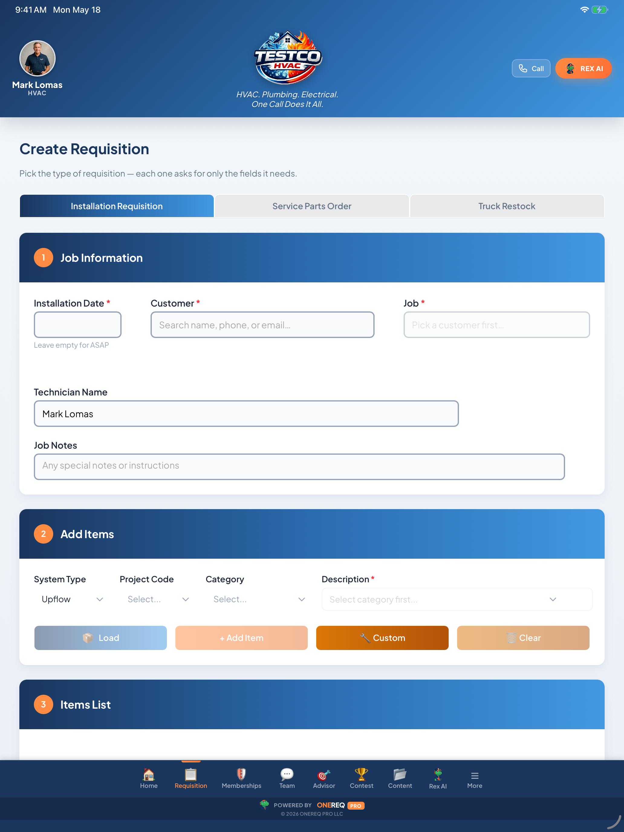 Tech App — Job details
