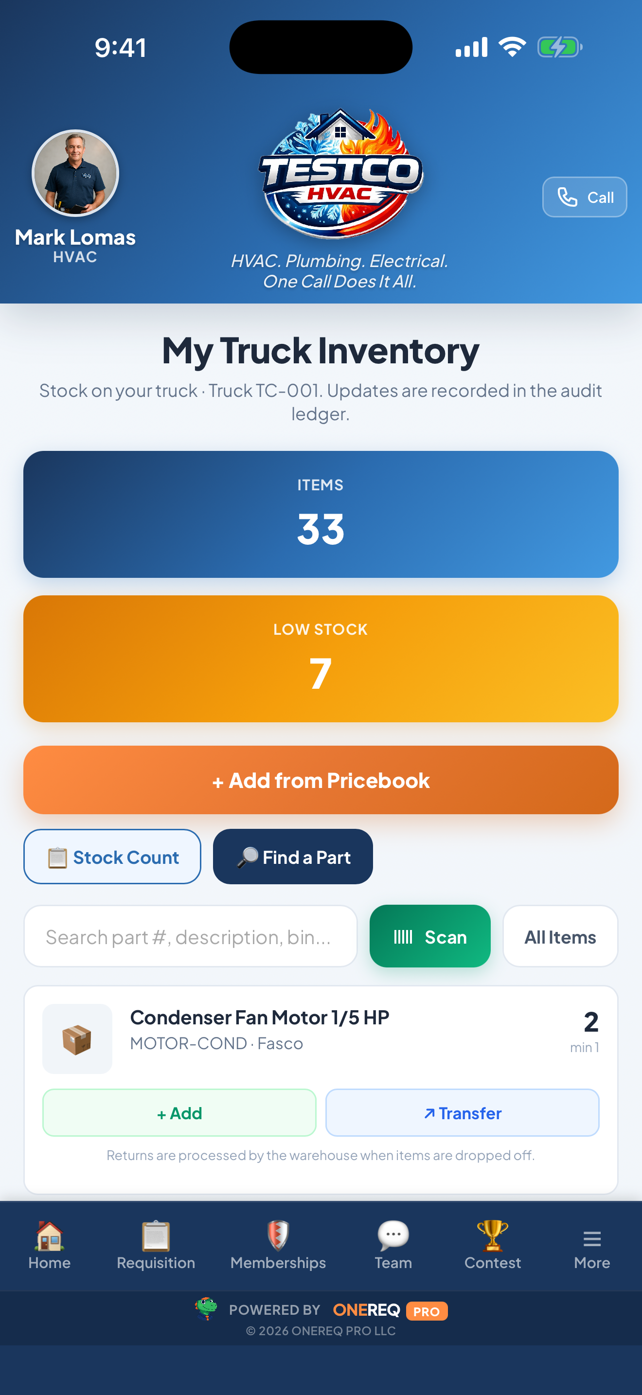 Truck inventory